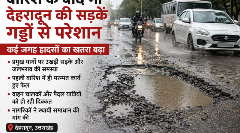 देहरादून की सड़कें, शहर के कई हिस्सों में गड्ढों से लोग परेशान
