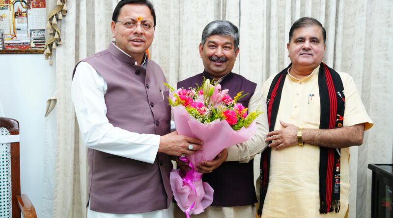 मुख्यमंत्री धामी ने नवनिर्वाचित राज्यसभा सांसद दिनेश आर्य को दी बधाई एवं शुभकामनाएं